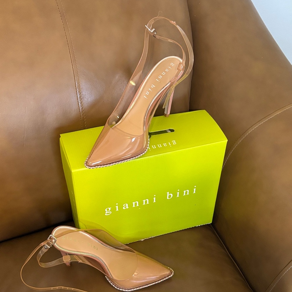 Gianni Bini Nude Heels with Clear Strap